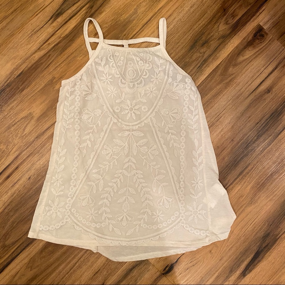 Cute Ivory Lace Cream White Tank